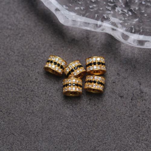 Spacer Beads Jewelry, 925 Sterling Silver, DIY & micro pave cubic zirconia, golden, 4.50x6.50mm, Sold By PC