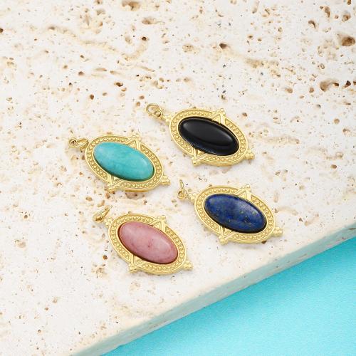 Stainless Steel Pendants, 304 Stainless Steel, with Gemstone, Vacuum Ion Plating, DIY, more colors for choice, Sold By PC