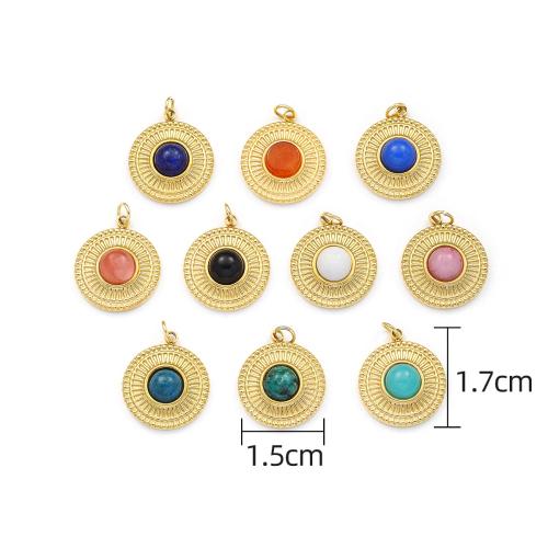 Stainless Steel Pendants, 304 Stainless Steel, with Gemstone, Vacuum Ion Plating, DIY, more colors for choice, Sold By PC