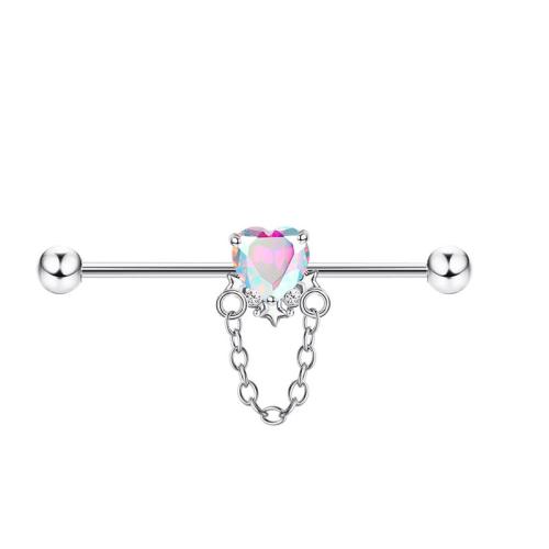 Gioielleria da Piercing orecchio in acciaio inox, 304 acciaio inox, placcato, unisex & Micro spianare cubic zirconia, nessuno, Venduto da PC