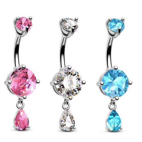 Stainless Steel Belly Ring, 304 Stainless Steel, with Brass, Unisex & micro pave cubic zirconia, more colors for choice, Sold By PC