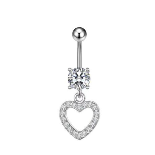 Stainless Steel Belly Ring, 304 Stainless Steel, with Brass, Unisex & micro pave cubic zirconia, more colors for choice, Sold By PC