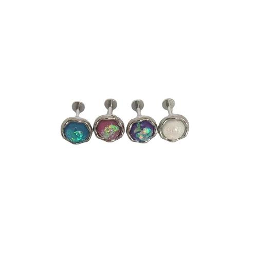 Stainless Steel Lip Ring 304 Stainless Steel with Opal Unisex Sold By PC