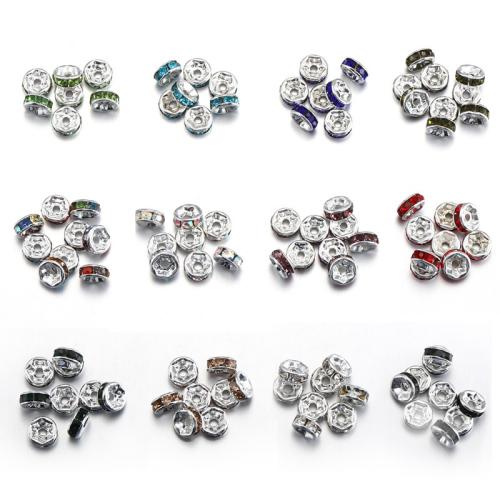 Iron Jewelry Beads plated DIY & with rhinestone nickel lead & cadmium free 6mm Sold By Bag