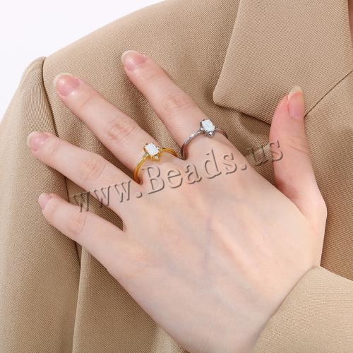 Stainless Steel Finger Ring, 304 Stainless Steel, with Opal, Vacuum Ion Plating, different size for choice & for woman & with rhinestone, more colors for choice, Sold By PC