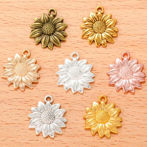 Pendentifs fleurs en alliage de zinc, Tournesol, Placage, DIY, plus de couleurs à choisir, 100PC/sac, Vendu par sac