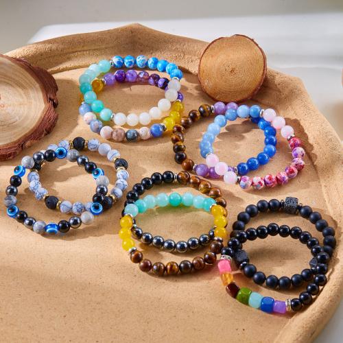 Gemstone Bracelets, Natural Stone, with Tiger Eye, different materials for choice & different styles for choice & for woman & with rhinestone, more colors for choice, Length:18 , Sold By PC