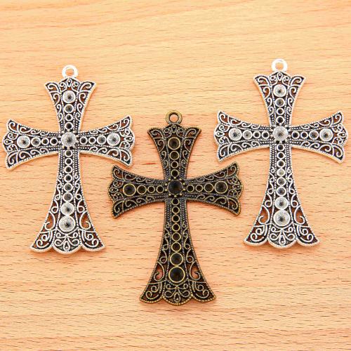 Tibetan Style Cross Pendants, plated, DIY, more colors for choice, 72x49mm, 100PC/Bag, Sold By Bag