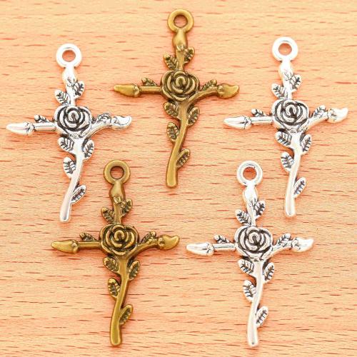 Tibetan Style Cross Pendants, plated, DIY, more colors for choice, 35x23mm, 100PC/Bag, Sold By Bag