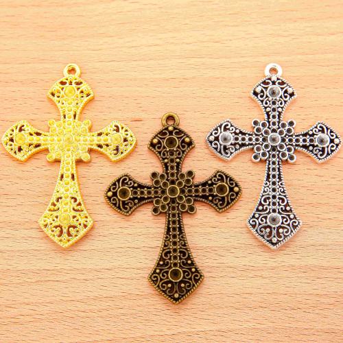 Pendentifs croix en alliage de zinc  , Placage, DIY, plus de couleurs à choisir, 80x57mm, 100PC/sac, Vendu par sac