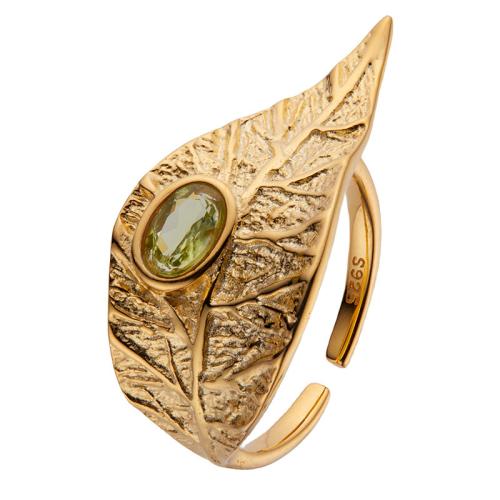 925er Sterling Silber Manschette Fingerring, mit Topaze & Peridot Stein & Granat, Blatt, verschiedene Stile für Wahl & für Frau, Größe:7, verkauft von PC