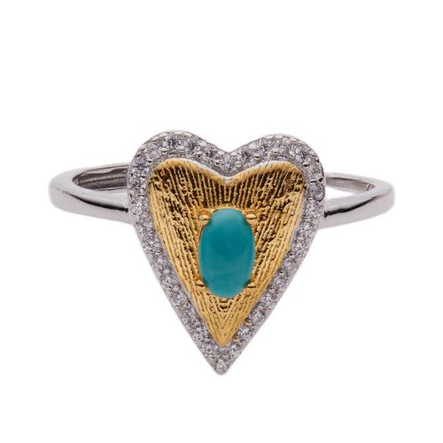 925 Sterling Silver Cuff Finger Ring with Gemstone Heart & for woman & with rhinestone US Ring Sold By PC