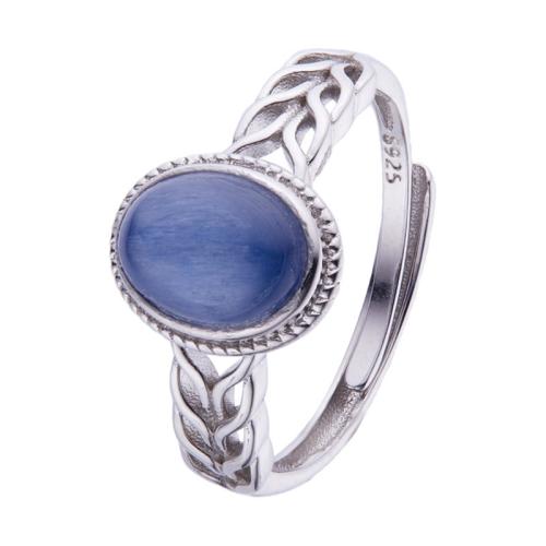 Argent sterling 925 Cuff Bague, avec pierre gemme, différents matériaux pour le choix & pour femme & creux, Taille:7, Vendu par PC