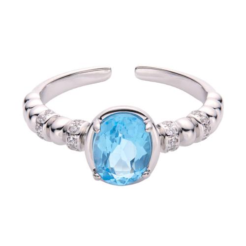 925 Sterling Silver Cuff Finger Ring, with Gemstone, platinum plated, different materials for choice & for woman & with rhinestone, US Ring Size:6-8, Sold By PC