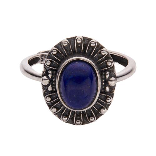 925 Sterling Silver Cuff Finger Ring with Gemstone Oval vintage & adjustable & for woman US Ring Sold By PC