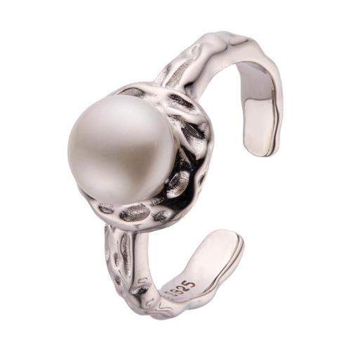 925 Sterling Silver Cuff Finger Ring, with Freshwater Pearl, adjustable & for woman, more colors for choice, US Ring Size:6-8, Sold By PC