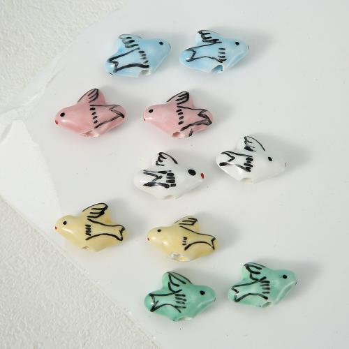 Porcelain Jewelry Beads, Bird, hand drawing, DIY, more colors for choice, 15x20mm, Sold By PC