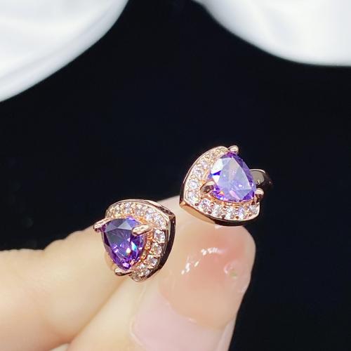 Brass Finger Ring, fashion jewelry & for woman & with rhinestone, rose gold color, Inner diameter 17mm, Sold By PC