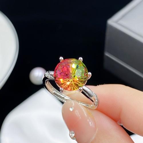 Brass Finger Ring fashion jewelry & for woman & with rhinestone silver color Inner diameter 17mm Sold By PC