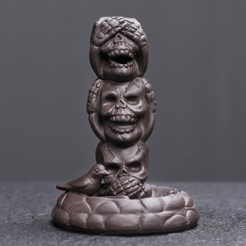 Backflow Incense Burner Purple Clay half handmade Halloween Design & for home and office & durable & multifunctional Sold By PC