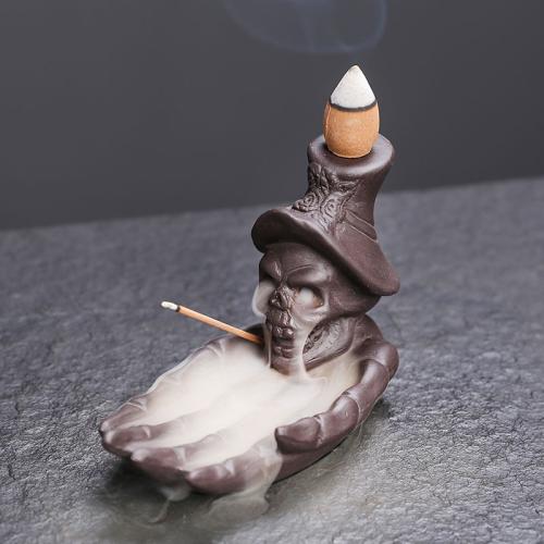 Backflow Incense Burner, Purple Clay, half handmade, for home and office & durable & multifunctional, 111x54x72mm, Sold By PC