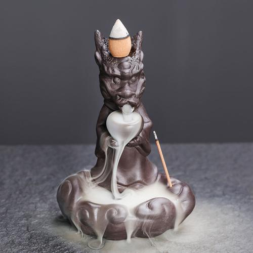 Backflow Incense Burner, Purple Clay, half handmade, for home and office & durable & multifunctional, 93x75x124mm, Sold By PC