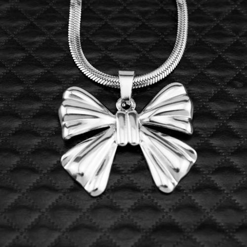 Stainless Steel Jewelry Necklace, 304 Stainless Steel, Bowknot, fashion jewelry & different size for choice & for woman, Sold By PC