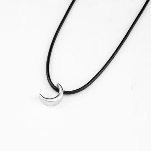 Zinc Alloy Jewelry Necklace with leather cord Moon fashion jewelry & Unisex Length Approx 51 cm Sold By PC