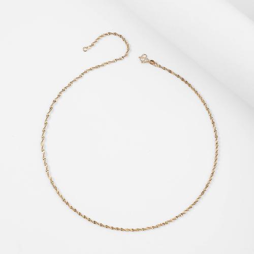 Collier chaîne en laiton, Placage de couleur d'or, bijoux de mode & pour femme, doré, 2.20mm, Vendu par Environ 45 cm brin