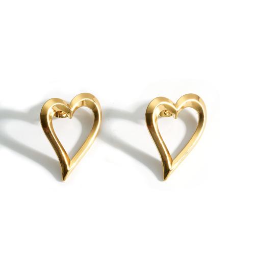 Stainless Steel Stud Earrings 304 Stainless Steel Heart fashion jewelry & for woman golden Sold By Pair