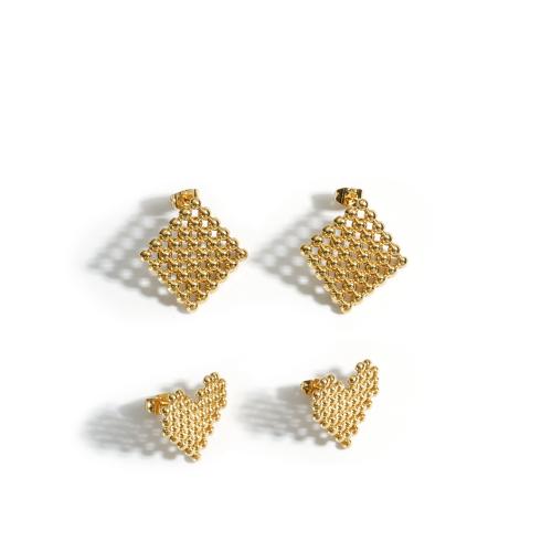 Stainless Steel Stud Earrings 304 Stainless Steel fashion jewelry & for woman golden Sold By Pair