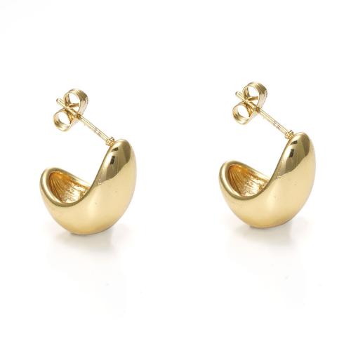 Stainless Steel Stud Earrings 304 Stainless Steel fashion jewelry & for woman golden Sold By Pair