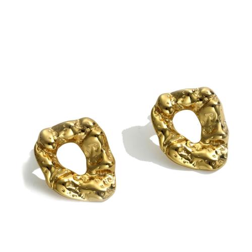 Stainless Steel Stud Earrings, 304 Stainless Steel, fashion jewelry & for woman, golden, 31x24mm, Sold By Pair