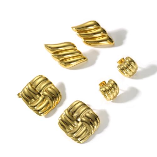 Pendientes de Acero Inoxidable, acero inoxidable 304, 18K chapado en oro, Joyería & diferentes estilos para la opción & para mujer, dorado, Vendido por Par