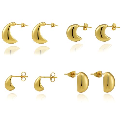 Stainless Steel Stud Earrings 304 Stainless Steel fashion jewelry & for woman golden Sold By Pair