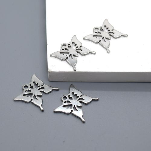 Acciaio inossidabile Animal Ciondoli, 304 acciaio inox, Farfalla, DIY & cavo, 16x15mm, 10/borsa, Venduto da borsa