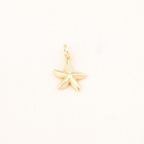 Colgantes de la joyería de cobre amarillo, metal, Estrella de Mar, chapado en color dorado, Bricolaje, libre de níquel, plomo & cadmio, 11x9x2mm, Vendido por UD