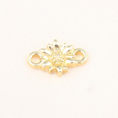 Connecteur de bijoux en laiton, fleur, Placage de couleur d'or, DIY & boucle de 1/1, protéger l'environnement, sans nickel, plomb et cadmium, 18x11x3mm, Vendu par PC