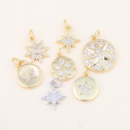 Cubic Zirconia Micro Pave Brass Pendant, gold color plated, DIY & different styles for choice & micro pave cubic zirconia, more colors for choice, nickel, lead & cadmium free, Sold By PC