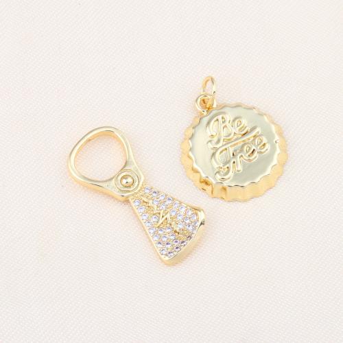 Cubic Zirconia Micro Pave bronze Pingente, cobre, cromado de cor dourada, DIY & Vario tipos a sua escolha & micro pavimento em zircônia cúbica, Mais cores pare escolha, níquel, chumbo e cádmio livre, vendido por PC