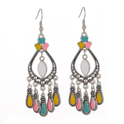 Boucles d'oreilles en alliage de zinc, avec émail, Placage, bijoux de mode & pour femme & creux, plus de couleurs à choisir, protéger l'environnement, sans nickel, plomb et cadmium, 50-70mm, Vendu par paire