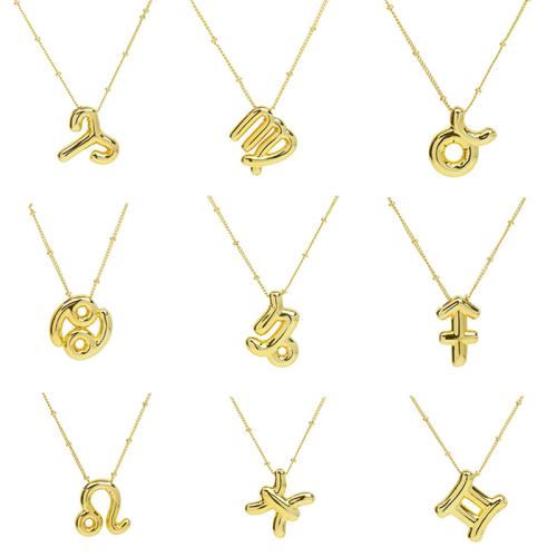 Brass Necklace, fashion jewelry & Zodiac symbols jewelry & for woman, gold, Length:Approx 21-50 cm, Sold By PC