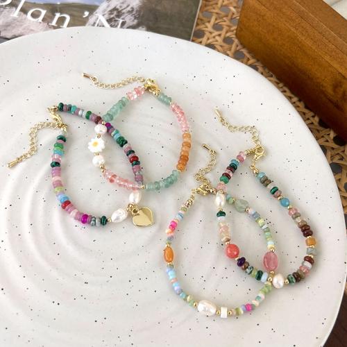 Pulseras de piedras preciosas, Piedra natural, con Perlas cultivadas de agua dulce, hecho a mano, Joyería & diferentes estilos para la opción & para mujer, multicolor, Vendido por UD