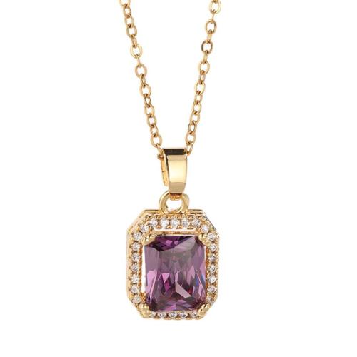 Collier en laiton cubique Zircon Micro Pave, avec Acier titane, Placage, pavé de micro zircon & pour femme, plus de couleurs à choisir, Vendu par PC