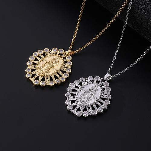 Cubic Zircon Micro Pave Brass Necklace, plated, micro pave cubic zirconia & for woman, more colors for choice, Sold By PC