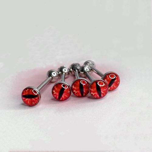 Fashion Personality Body Piercing Jewelry And Accessories, Titanium Steel, epoxy gel, Unisex & different size for choice, red, Sold By PC