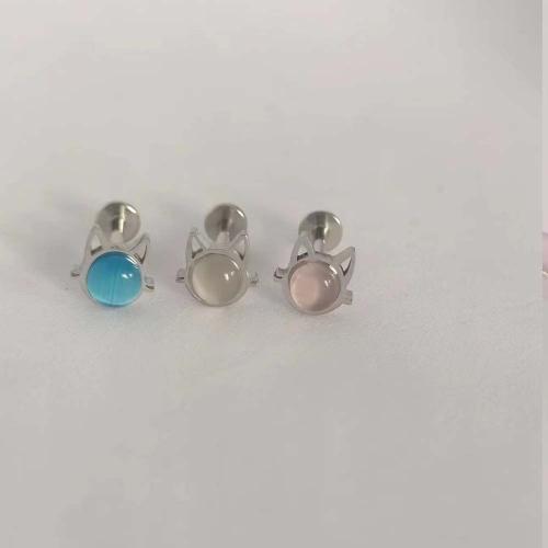 Fashion Personlighed Body Piercing Smykker Og Tilbehør, Titanium Stål, med Cats Eye, Unisex & forskellig størrelse for valg, flere farver til valg, Solgt af PC