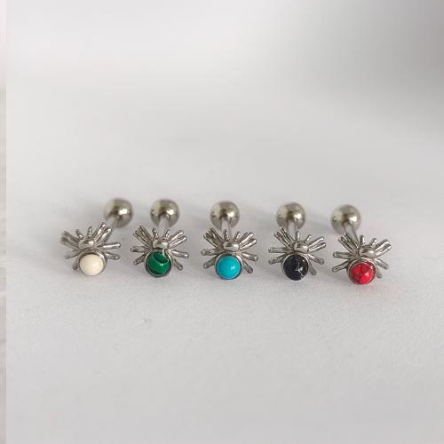 Divat Personality Body Piercing Ékszerek és kiegészítők, Titanium Steel, -val Természetes kő, egynemű & különböző méretű a választás, több színt a választás, Által értékesített PC