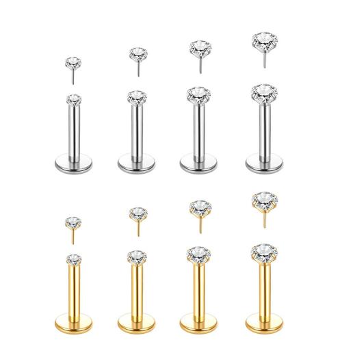 Stainless Steel Lip Ring, 304 Stainless Steel, plated, multifunctional & Unisex & different size for choice & micro pave cubic zirconia, more colors for choice, Sold By PC