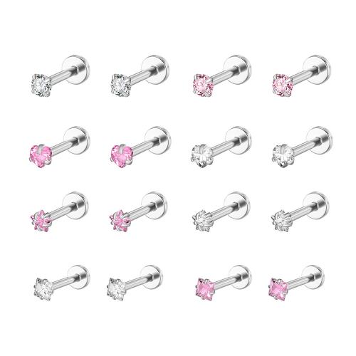 Anello in acciaio inox labbro, 304 acciaio inox, placcato, unisex & stili diversi per la scelta & Micro spianare cubic zirconia, nessuno, Venduto da PC